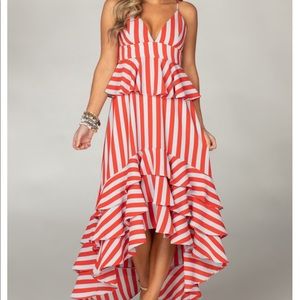 Buddylove Georgia Ruffled Tiered HiLow Dress NEW